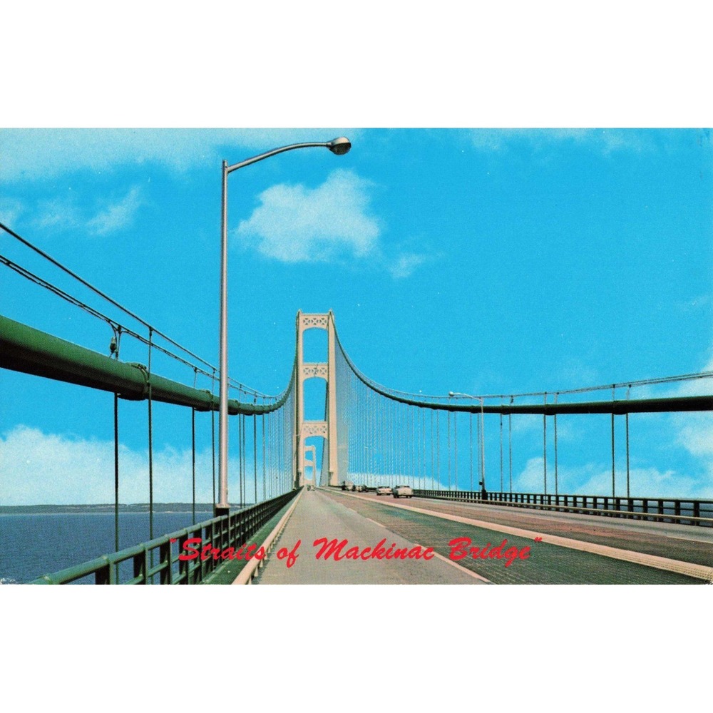 Vintage Straits of Mackinac Bridge Michigan Postcard Upper Michigan Card Co 666V - Picture 1 of 2
